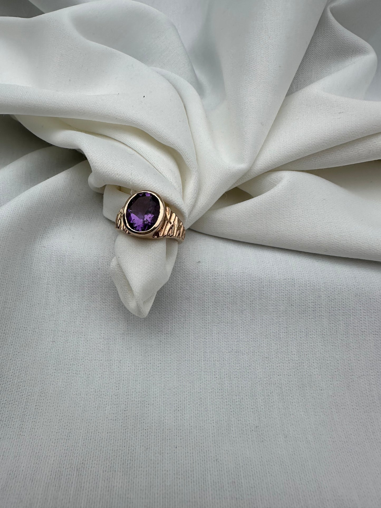 Natural Amethyst Ring (Gold Plated)