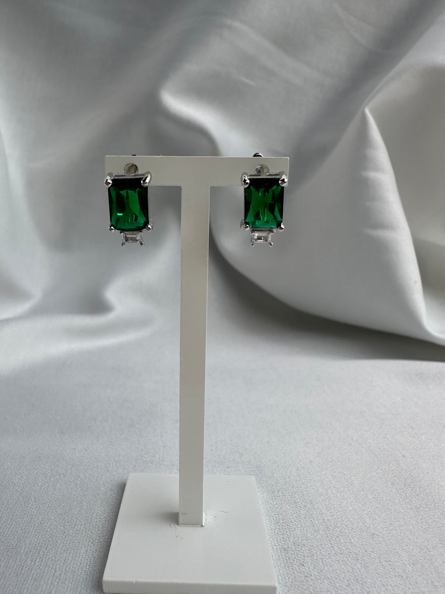 Silver Green Earrings