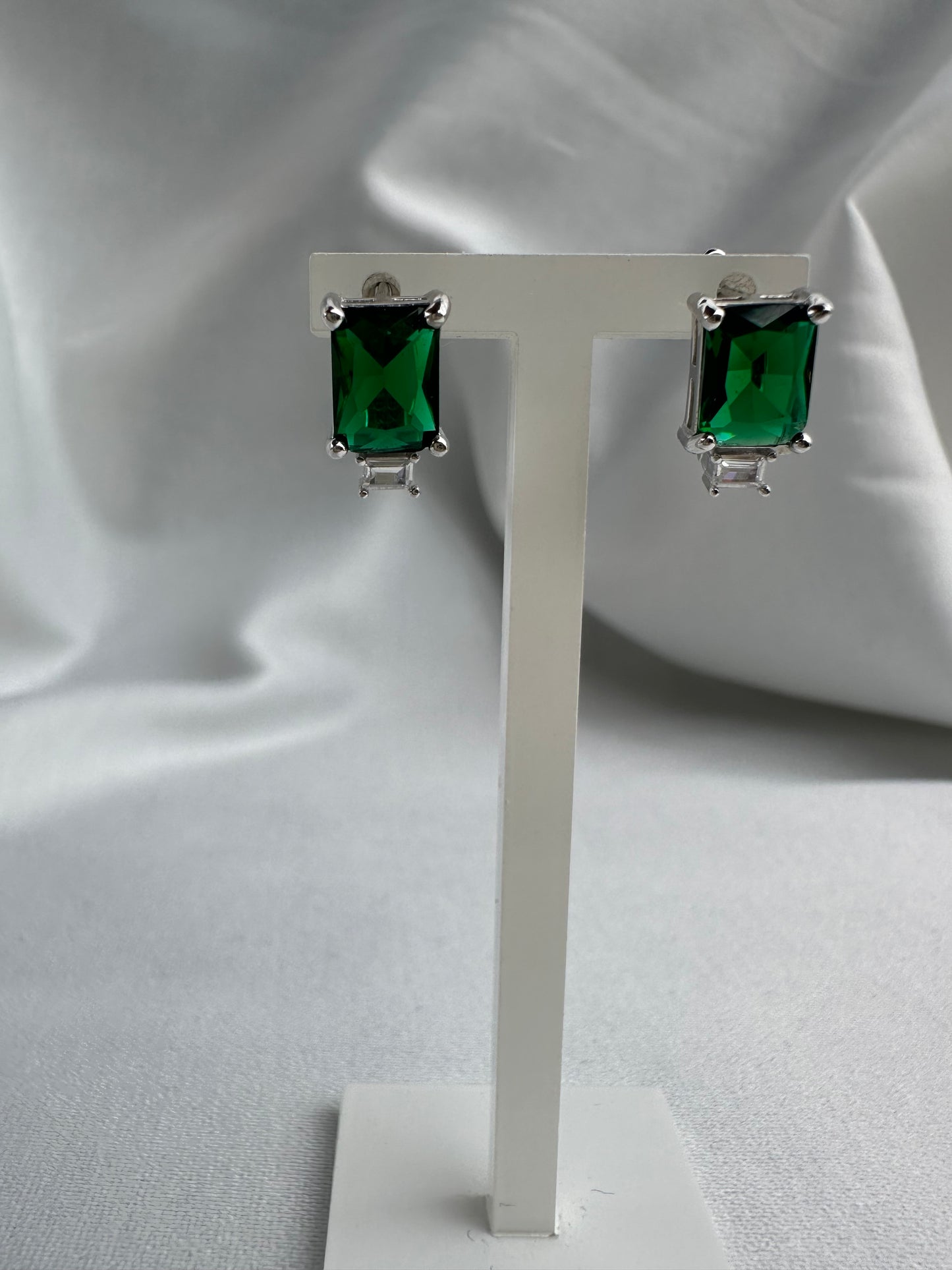 Silver Green Earrings