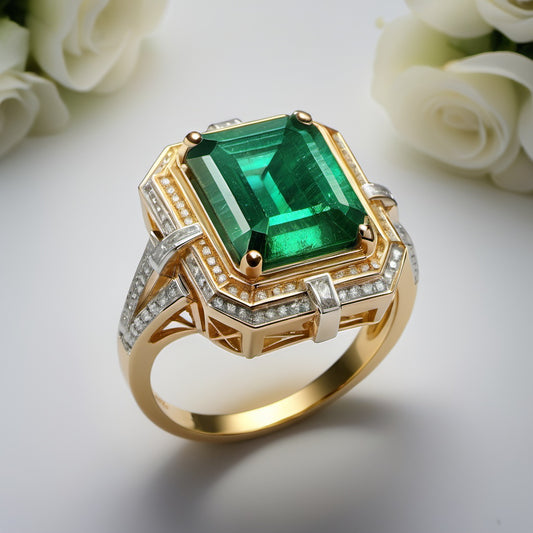 Special KVJ Design Emerald Diamond Ring