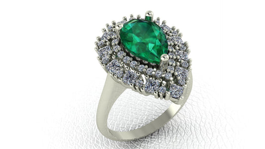 Golden Pear Shape Emerald Ring