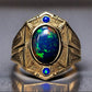 Special KVJ Design Black Opal Gold Ring