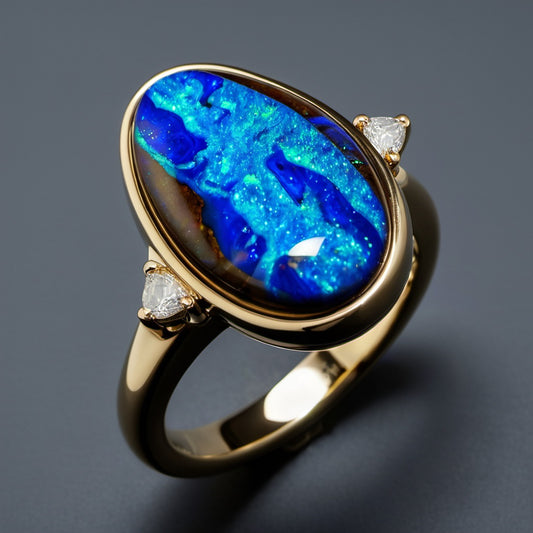 Special KVJ Design Boulder Opal Diamond Ring