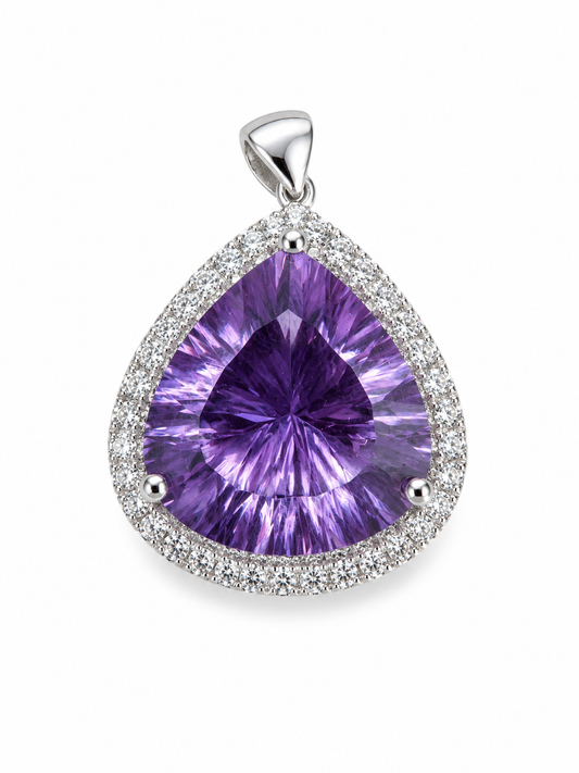 12.50ct African Amethyst Trillion-Cut Pendant