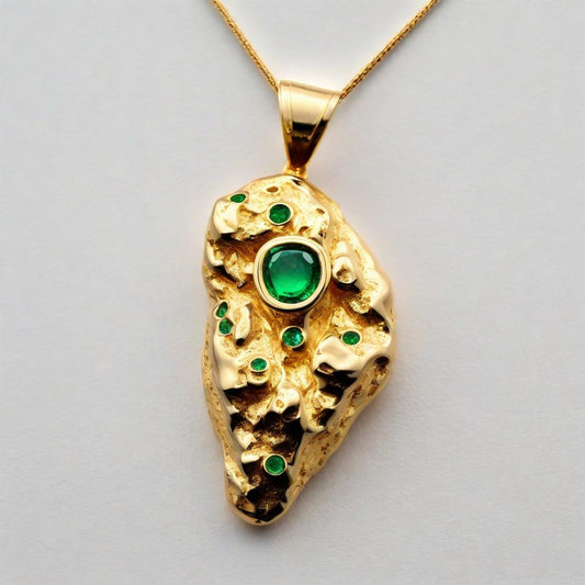 Special KVJ design Golden Emerald Nugget Pendant