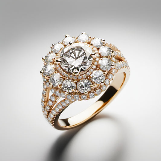 Special KVJ Design Golden Diamond Ring