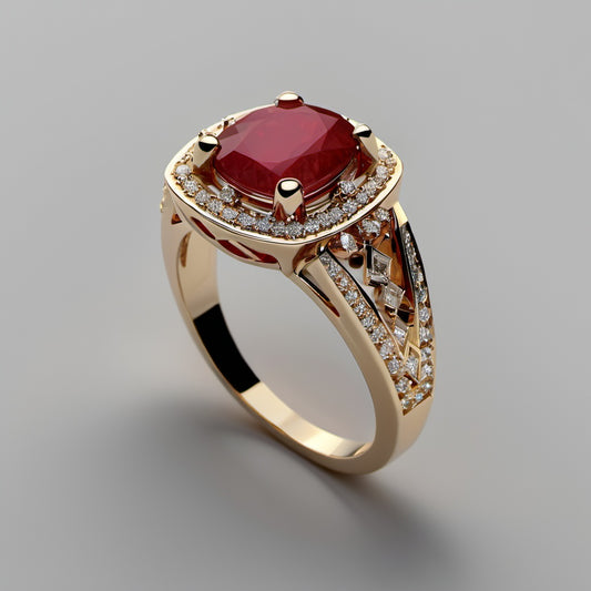 Special KVJ Design Ruby Diamond Ring