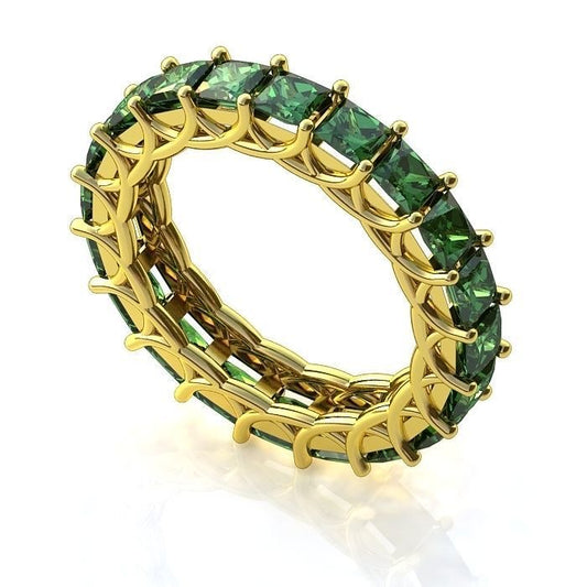 Golden Emerald Ring Princess Cut