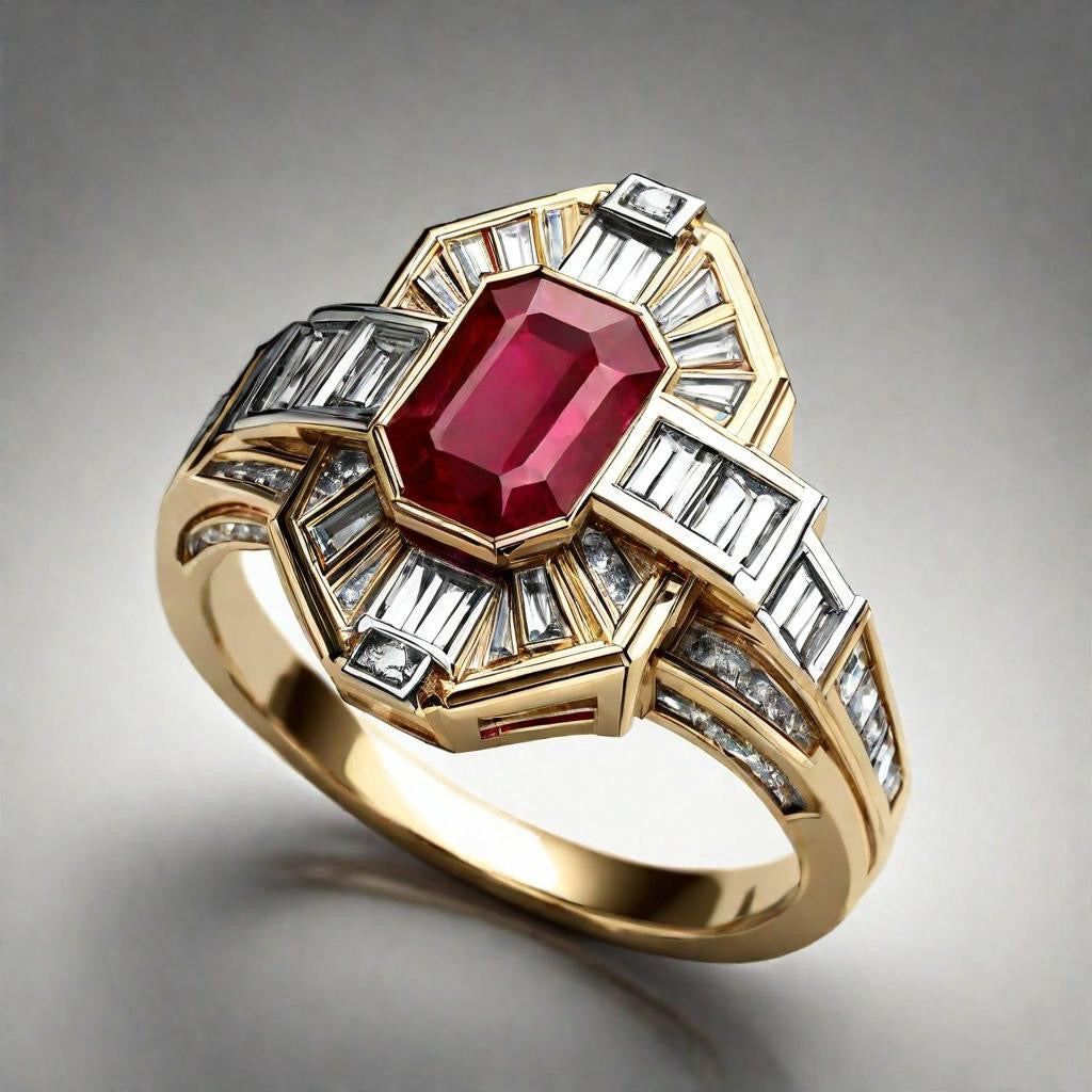 Special KVJ Design Golden Ruby Ring