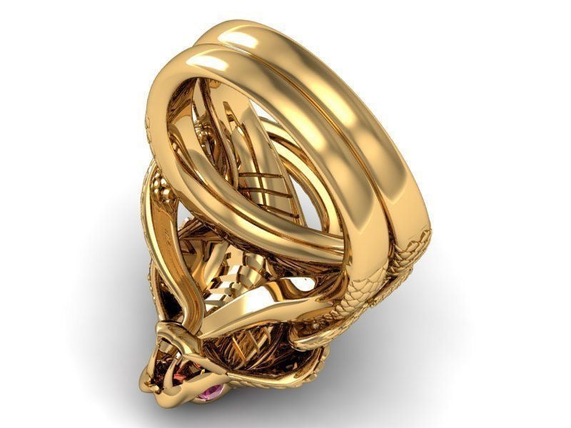 Golden Cobra Ruby Ring