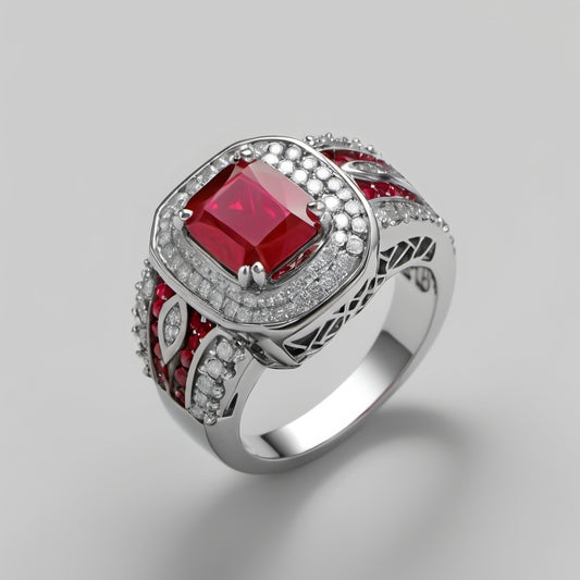 Special KVJ Design Ruby Diamond Ring