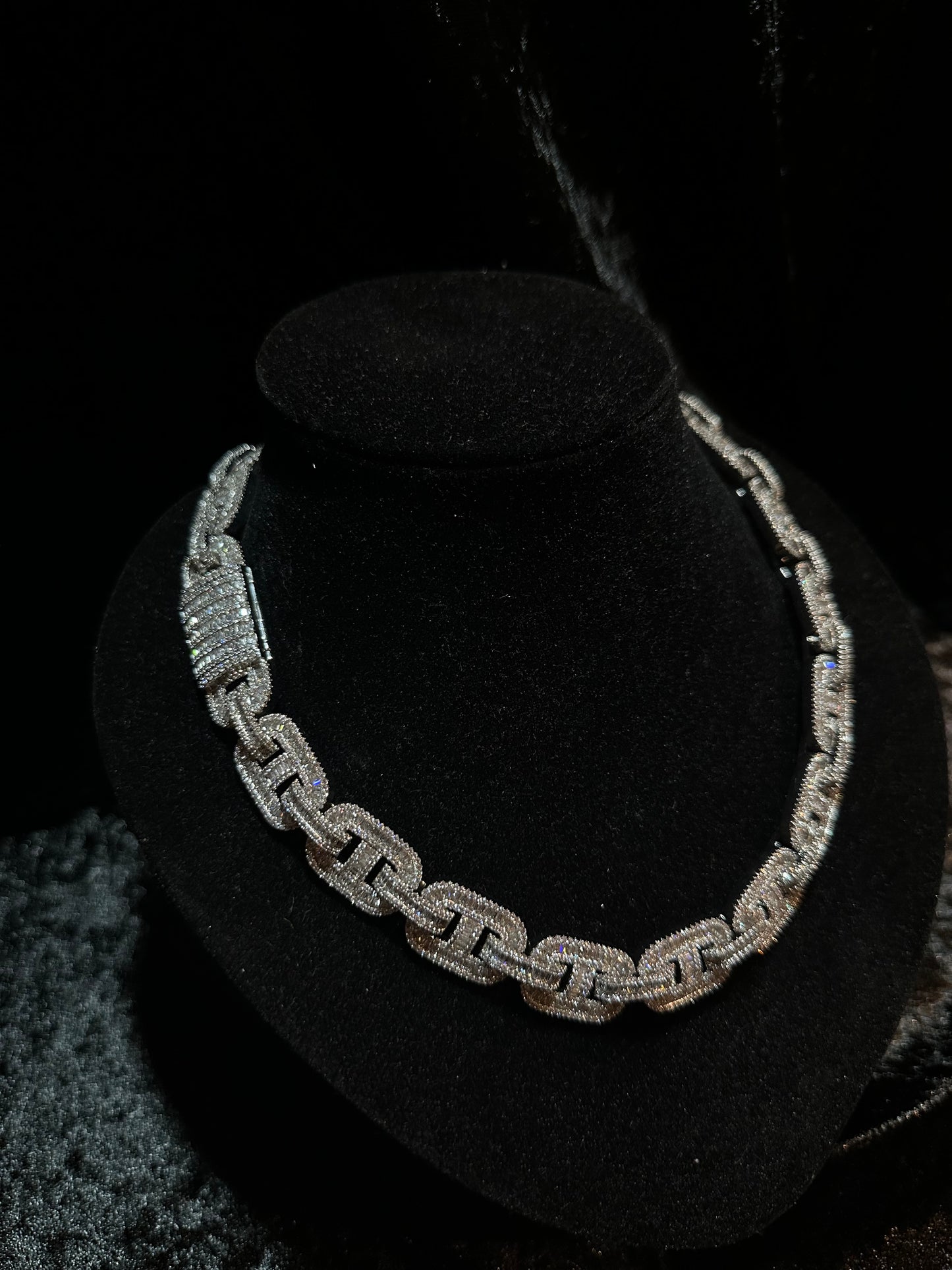 Silver Moissanites Chain 45cm 20mm