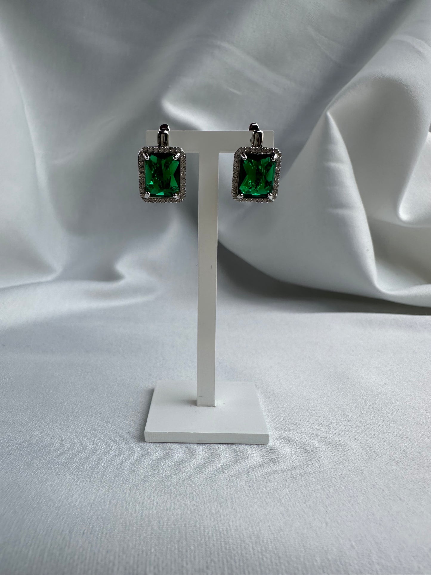 Silver Green Earrings