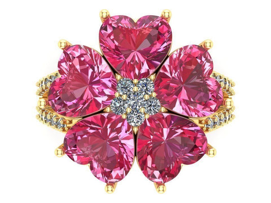 Natural Ruby Golden Heart Ring