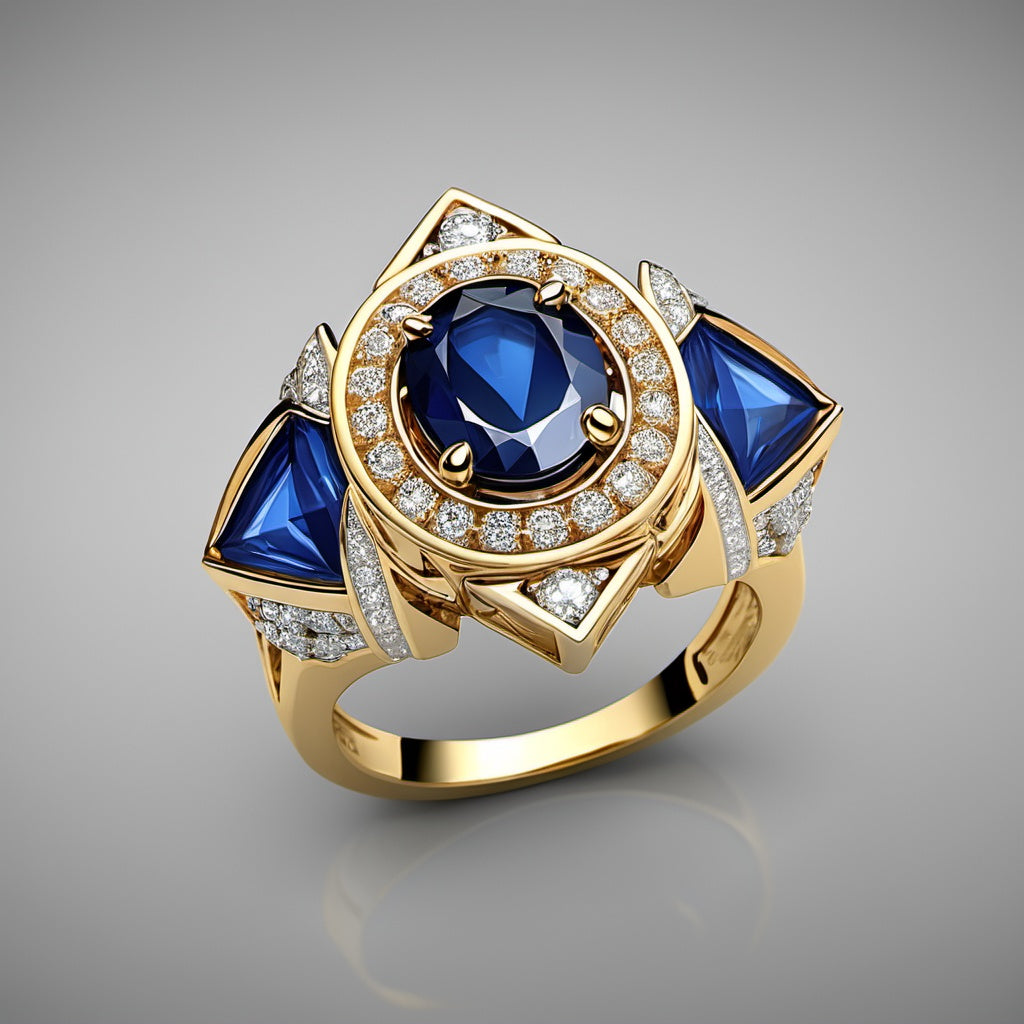 Special KVJ Design Sapphire Diamond Ring