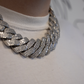 Silver Moissanites Cuban Link Chain 25mm 60cm