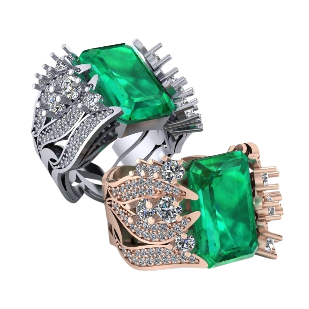 High Fashion Emerald Golden Ring