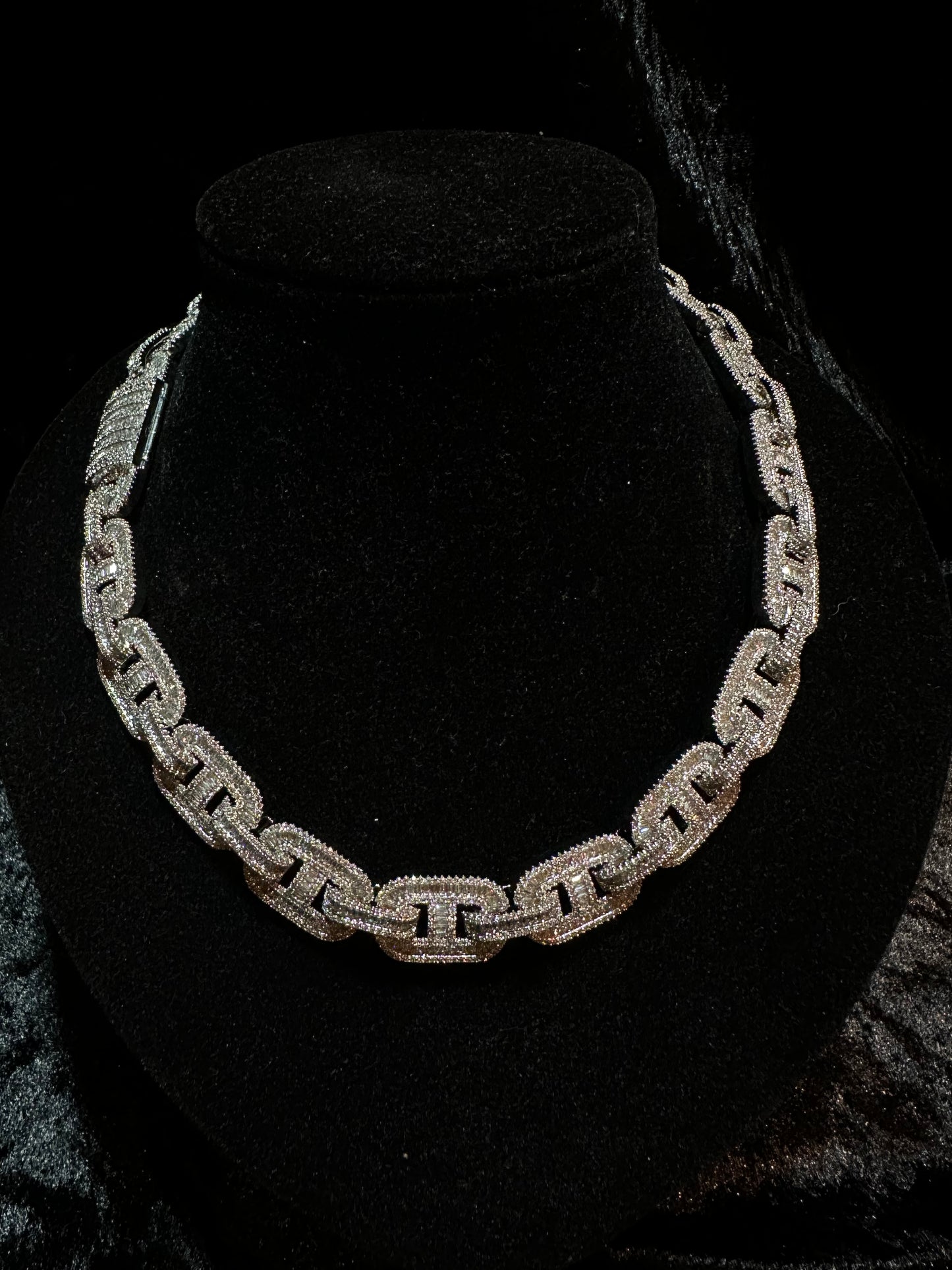 Silver Moissanites Chain 45cm 20mm