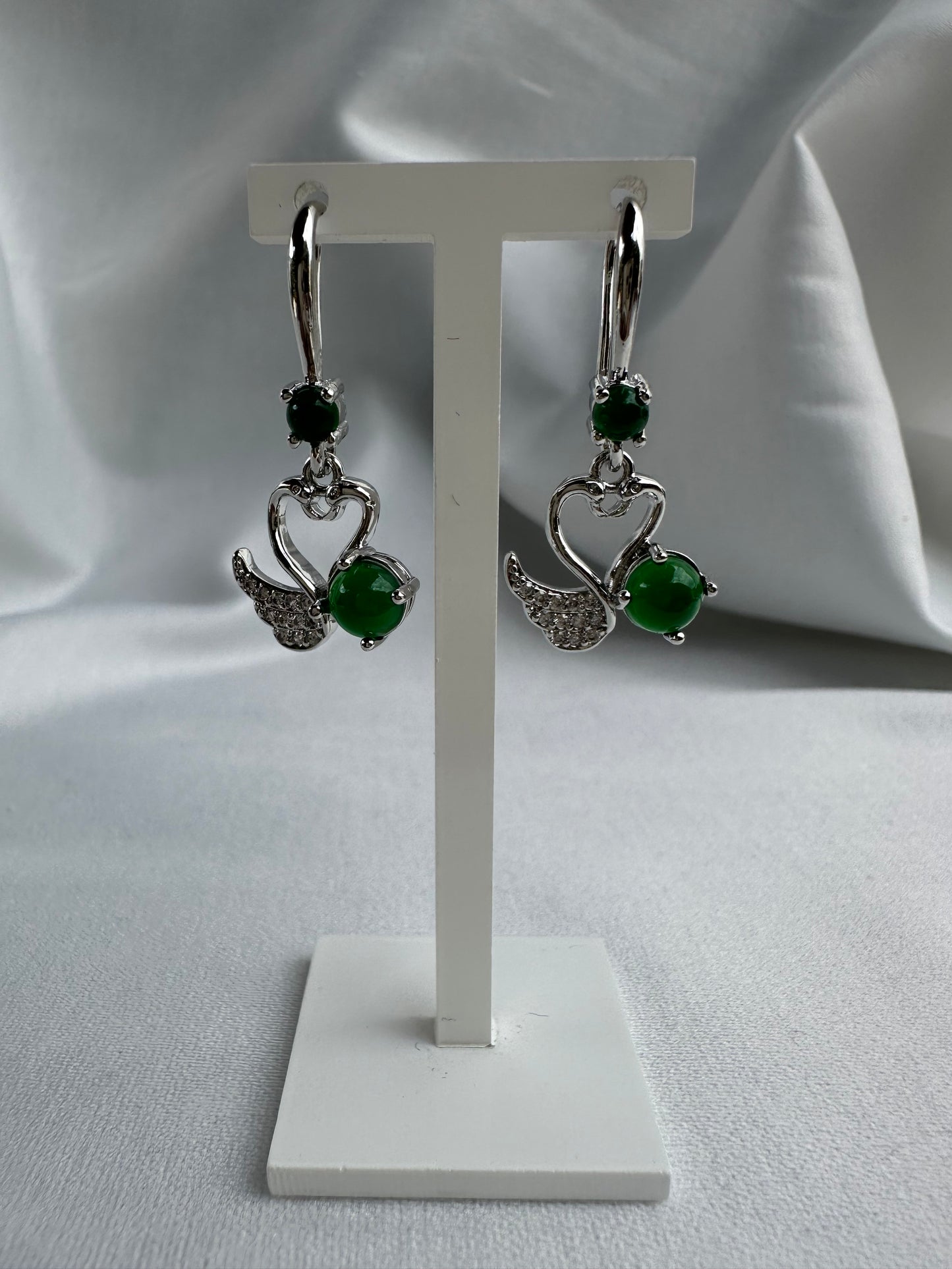 Silver Green Earrings