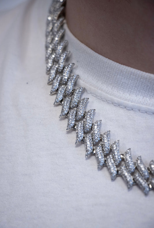 Silver Moissanites Chain 15mm 50cm