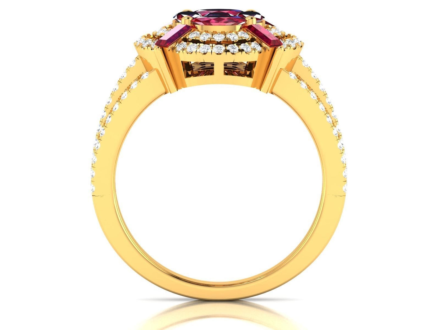 Golden Ruby ring with Diamonds