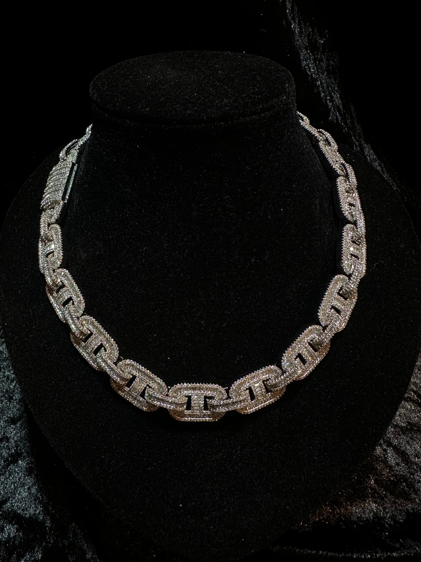 Silver Moissanites Chain 45cm 20mm