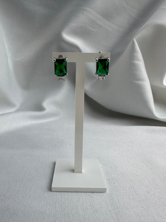 Silver Green Earrings