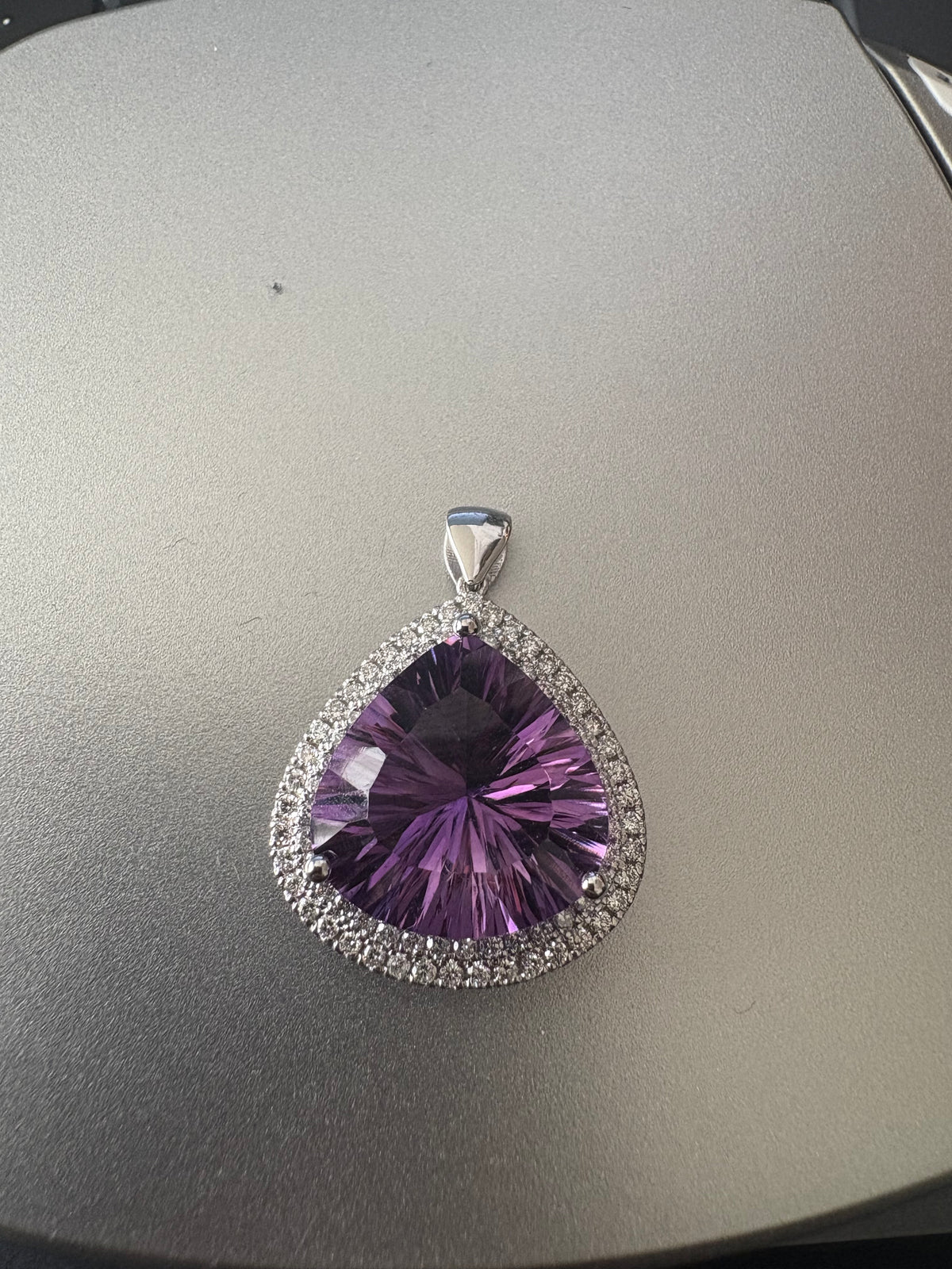 12.50ct African Amethyst Trillion-Cut Pendant