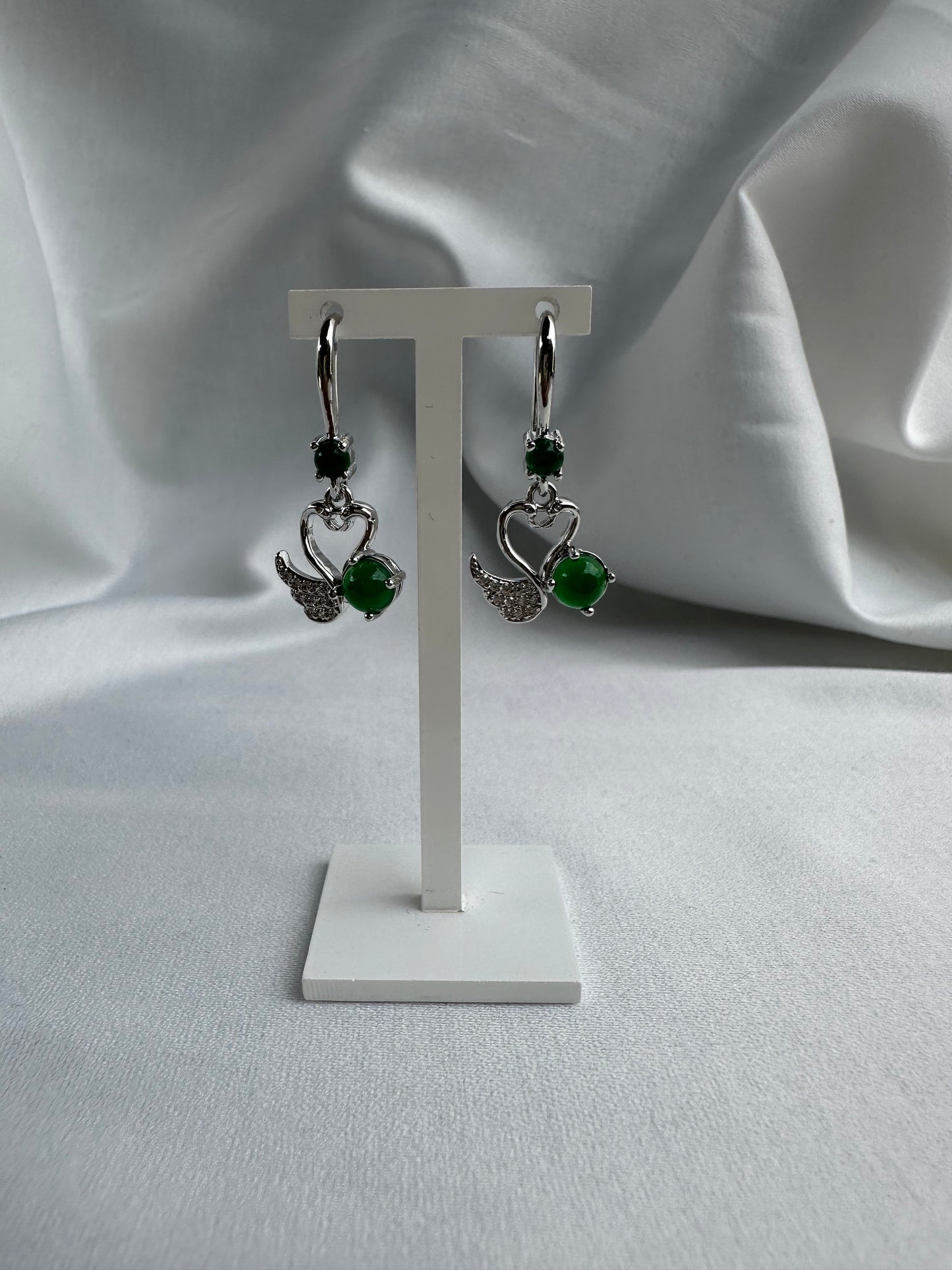 Silver Green Earrings