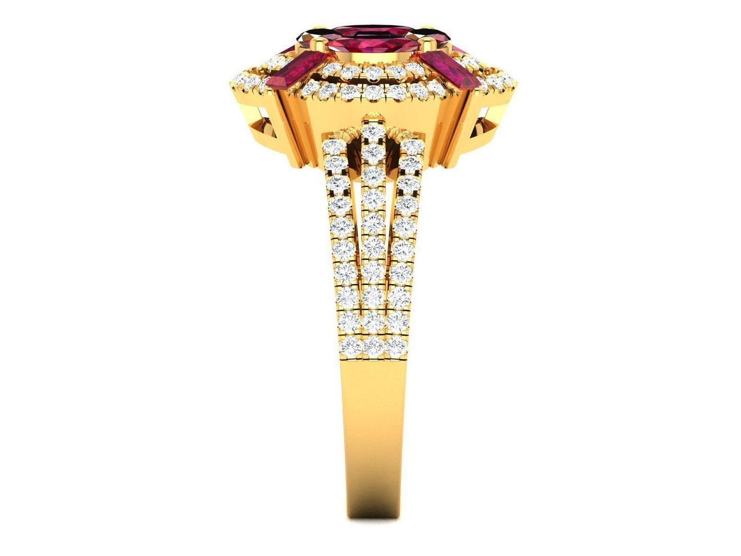 Golden Ruby ring with Diamonds