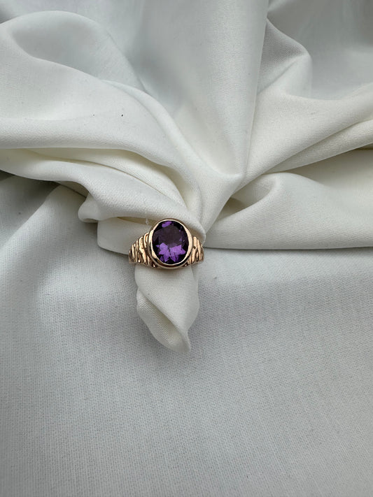 Natural Amethyst Ring (Gold Plated)