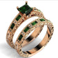 Golden Emerald & Diamond Engagement/Wedding Ring