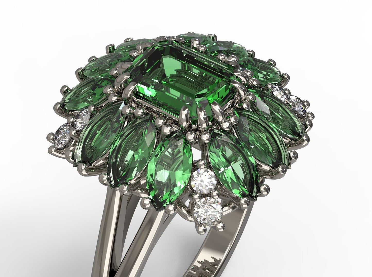 Golden Emerald Statement Ring