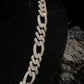 Silver Moissanites Figaro Chain 15mm 50cm