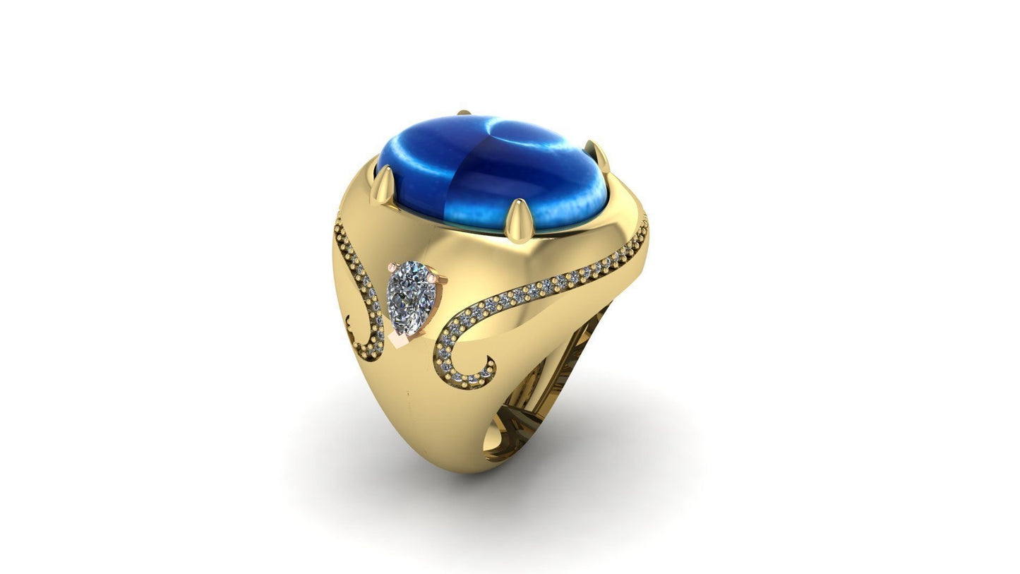 Golden Star Sapphire & Diamond Ring