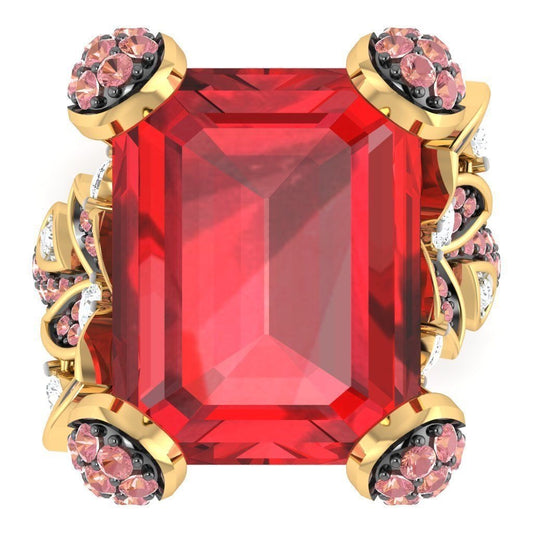 Flower Inspired Golden Ruby Ring