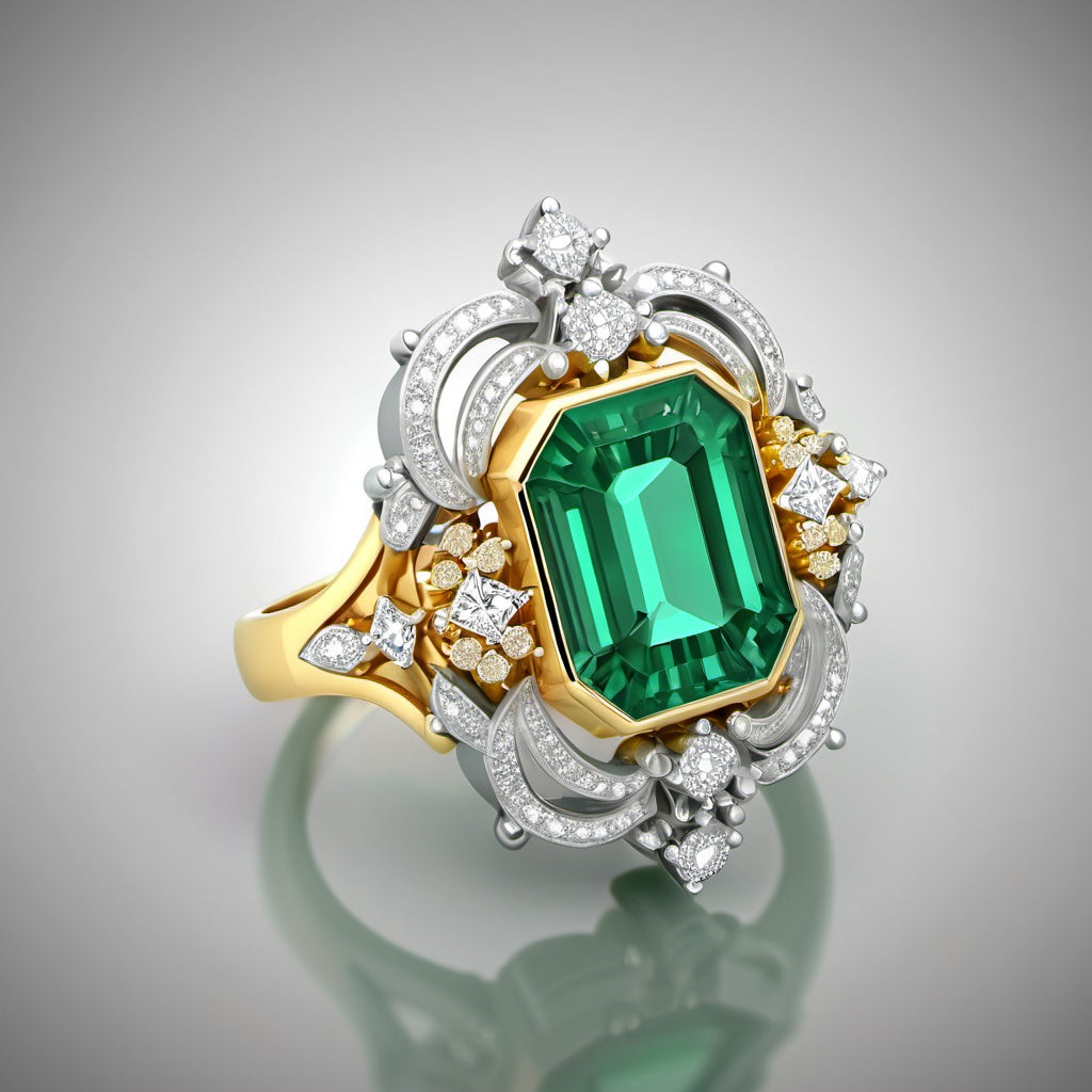 Special KVJ Design Emerald Diamond Ring