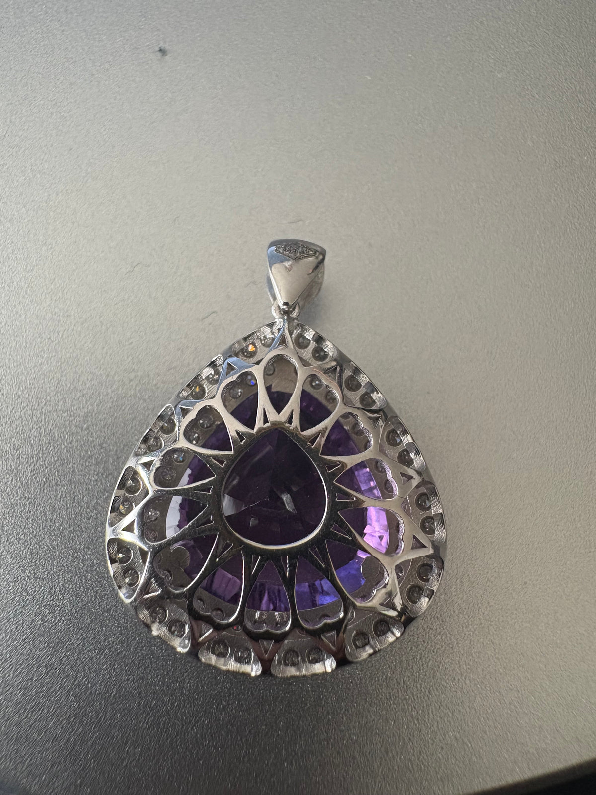 12.50ct African Amethyst Trillion-Cut Pendant