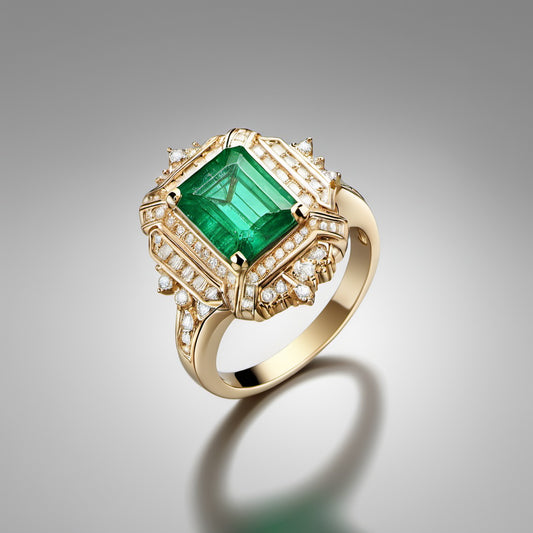 Special KVJ Design Emerald Diamond Ring