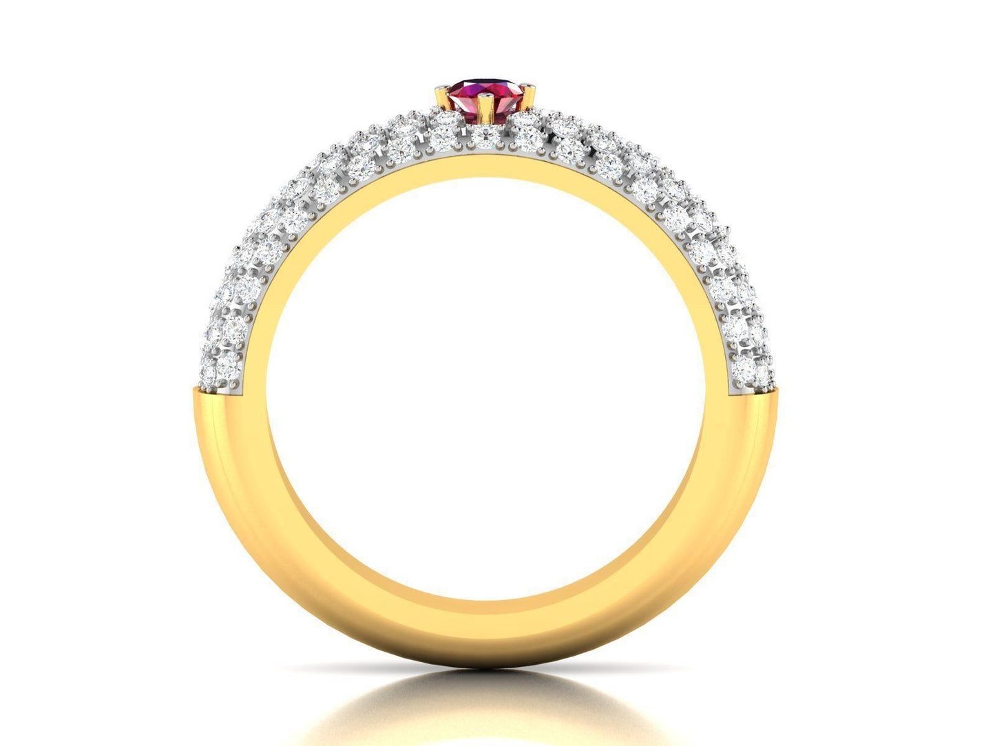 Ruby & Diamond Golden Ring Band