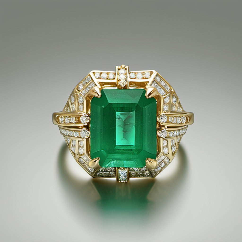 Special KVJ Design Emerald Diamond Ring