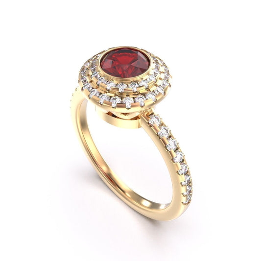 Golden Ruby & Diamond Ring