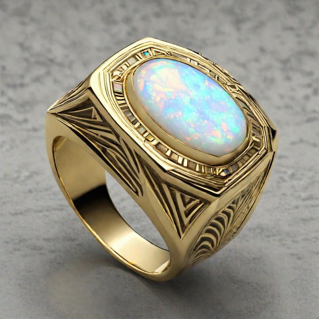 Special KVJ Design Gold Opal Ring