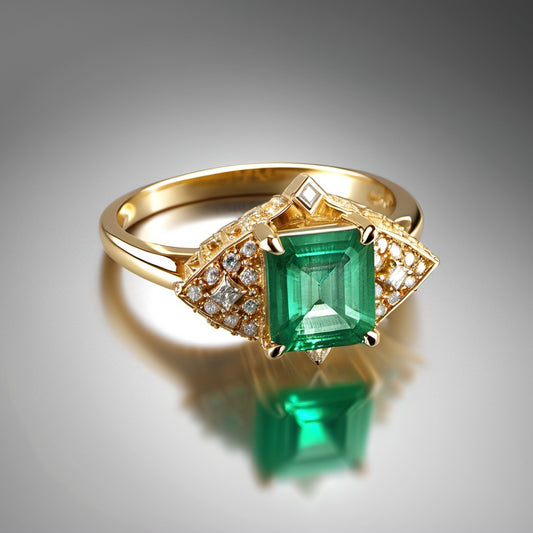 Special KVJ Design Emerald Diamond Ring