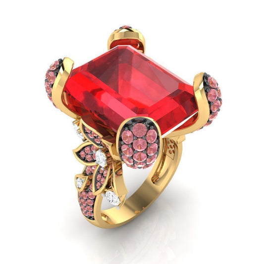 Flower Inspired Golden Ruby Ring