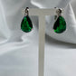 Silver Green Pear Shape Earrings