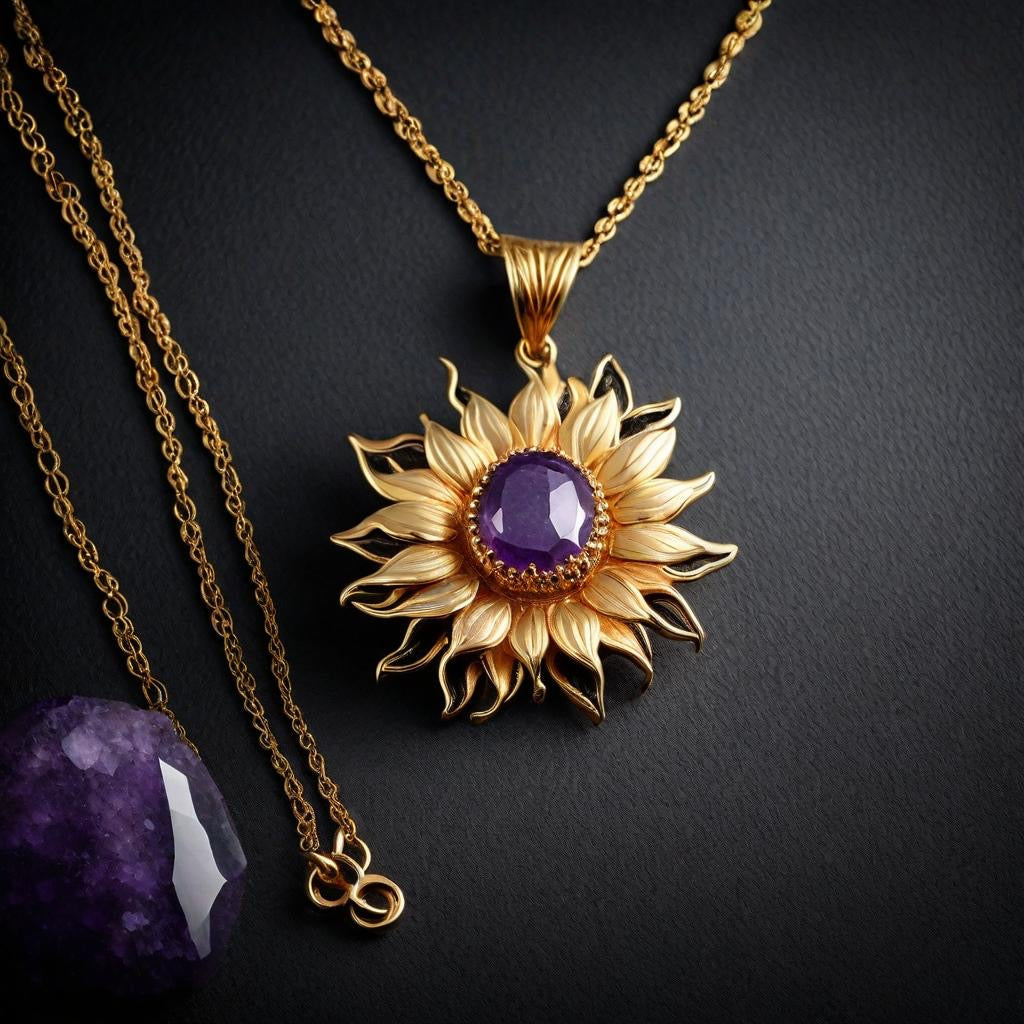 Special KVJ design Golden Sunflower Pendant