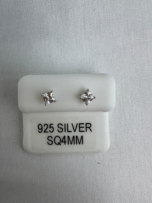 Silver Princess Cut Earrings