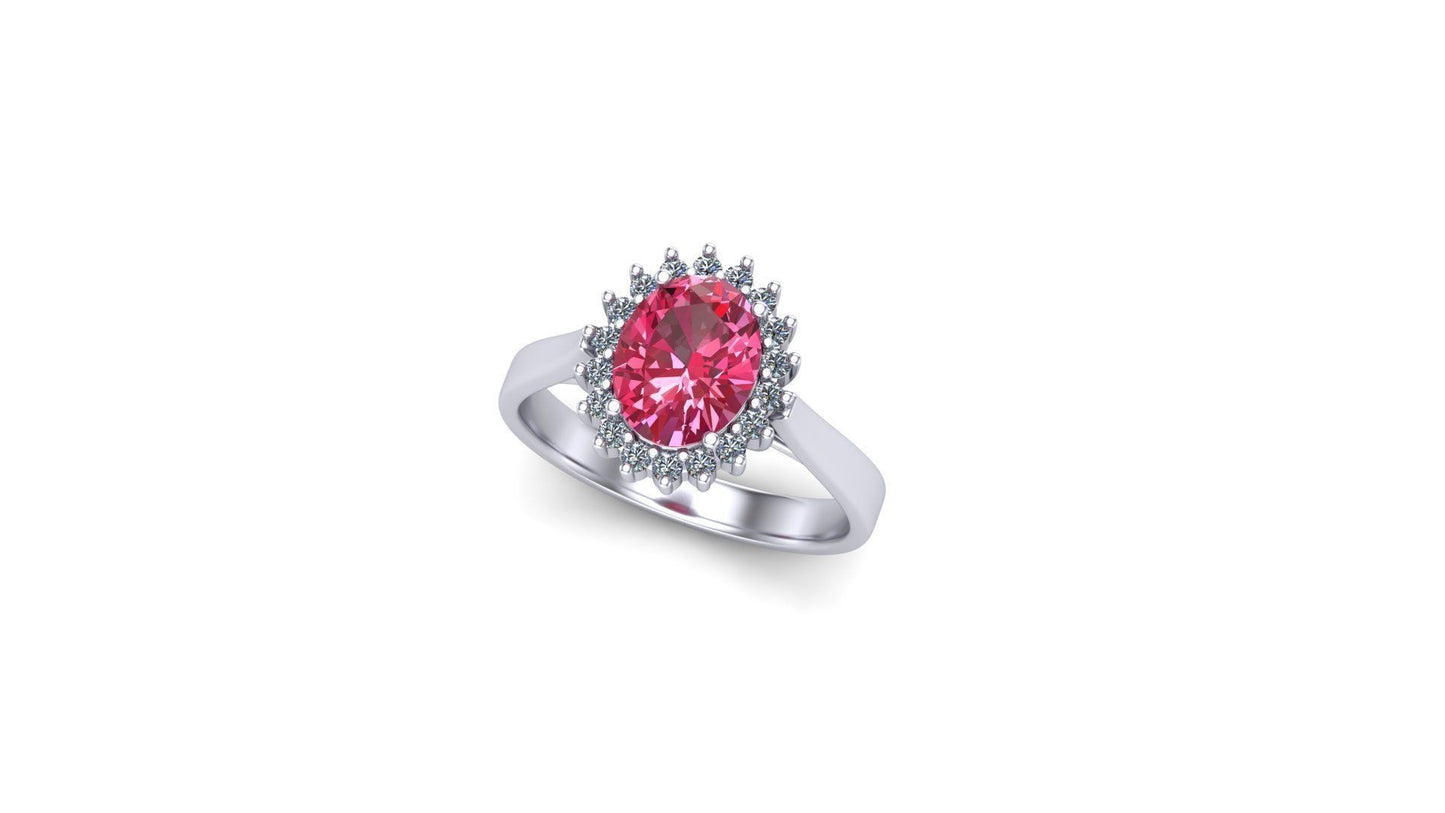 Golden Natural Ruby Halo Setting Ring