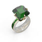 Bust Down Golden Emerald & Diamond Ring